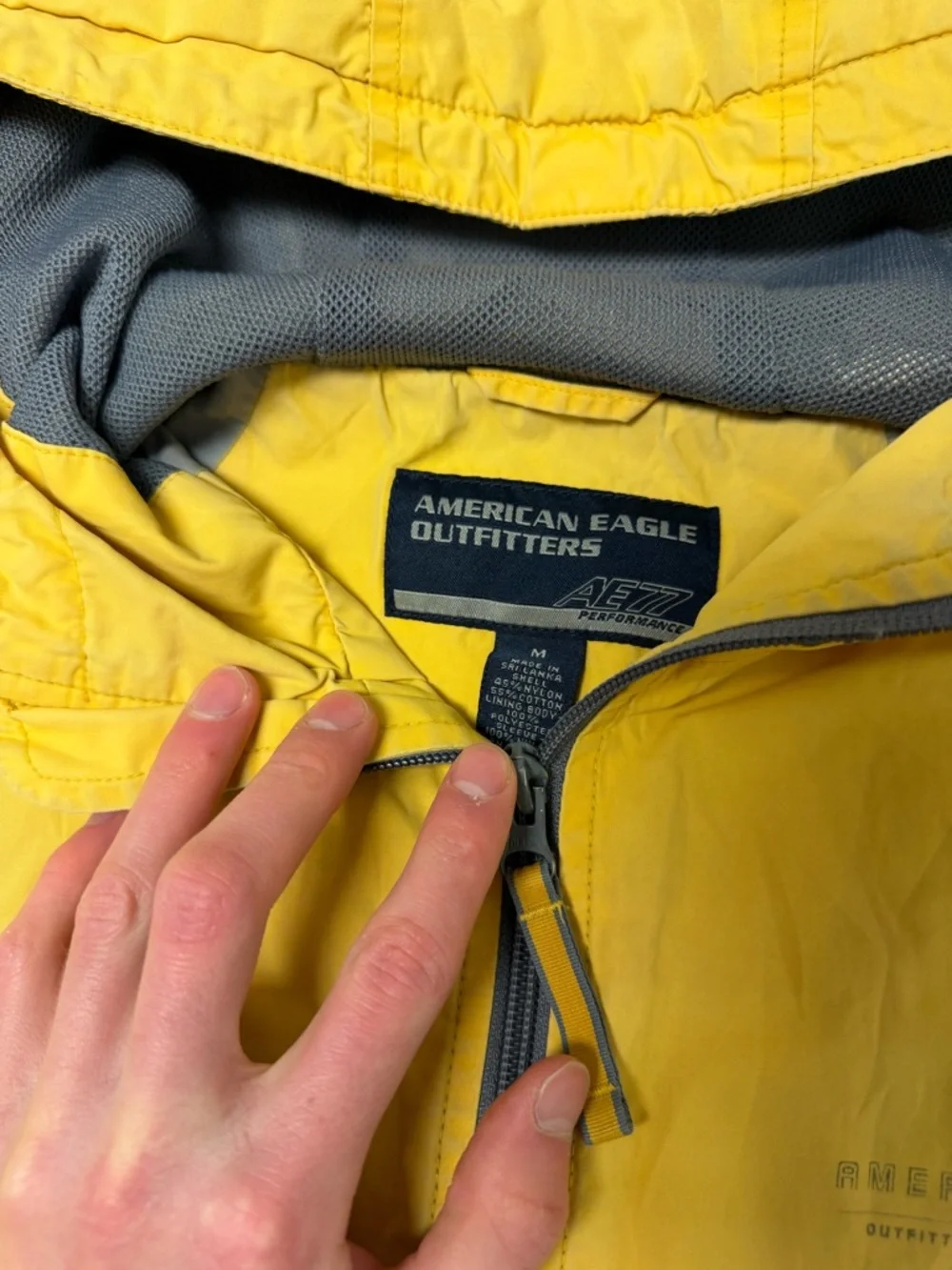 Vintage‎ american eagle yellow windbreaker hooded jacket
